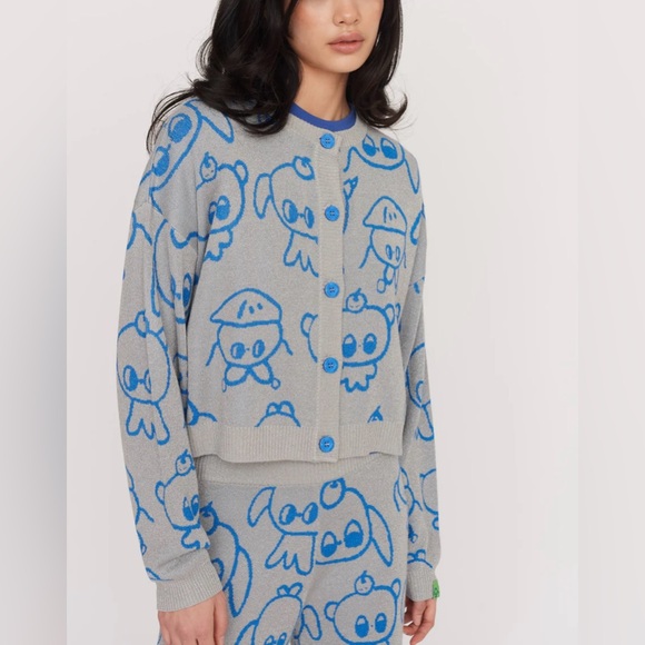 2-piece LO x Nhozagri Silver Knitted Cardigan and Knitted Pants - Picture 2 of 11